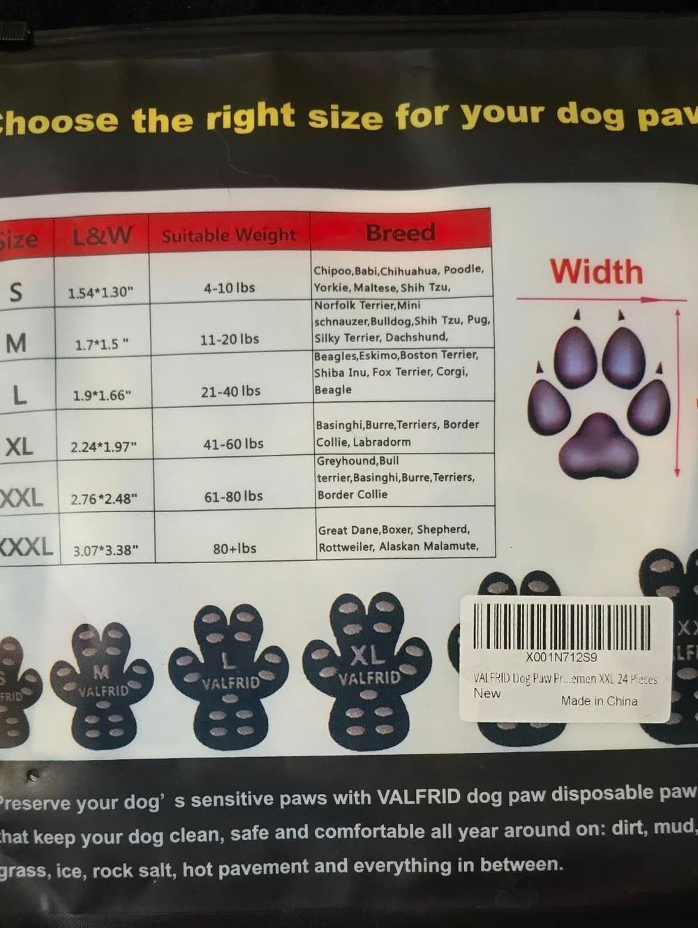 VALFRID Dog Paw Pads XXL 24 Pc Anti-Slip Traction Grips 61-80 lbs NEW
